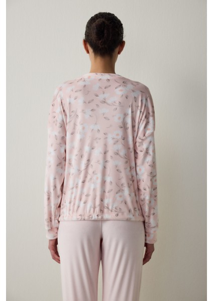 Açık Pembe Ellie Bisiklet Yaka Sweatshirt Pijama Üstü fırsatları