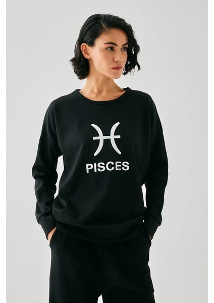 Kadın Siyah Balık Burcu Oversize 2 Iplik Eşofman Ev Giyim Takımı modelleri