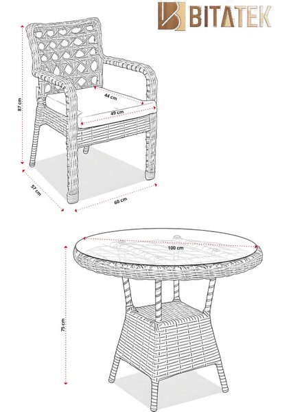 Alaçatı 4 Kişilik Rattan Bahçe Balkon Mutfak Masa Takımı Açık Gri fırsatları