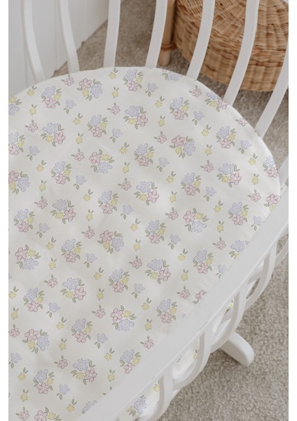 %100 Pamuklu Poplin Anne Yanı Beşik Nevresim Seti - Pastel Bahar Çiçekleri modelleri