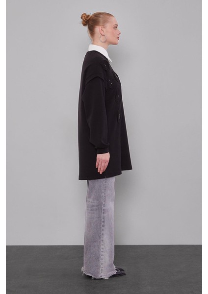 Siyah Omuz Manşet Detaylı Sweat modelleri