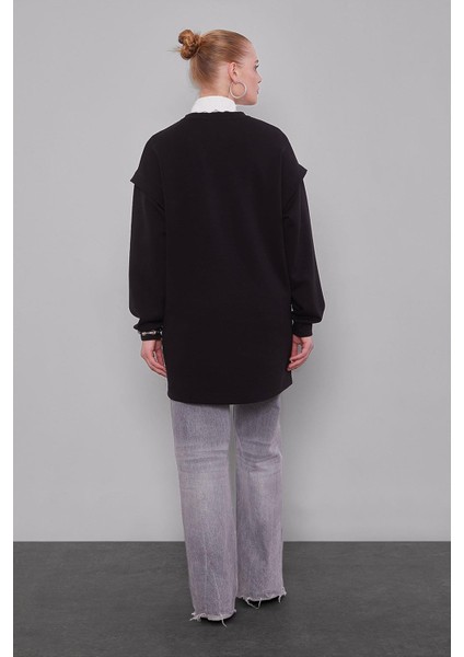 Siyah Omuz Manşet Detaylı Sweat fırsatları