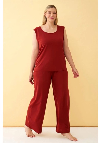 Kadın Kiremit Büyük Beden Penye Alt Üst Takım fiyatları