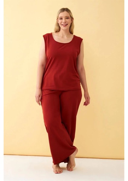 Kadın Kiremit Büyük Beden Penye Alt Üst Takım fırsatları