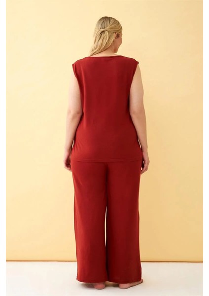 Kadın Kiremit Büyük Beden Penye Alt Üst Takım indirimleri