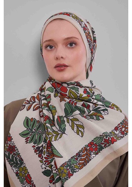 Vizon Çiçek Yaprak Desen Aura Eşarp modelleri