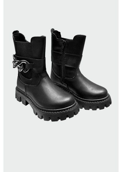 Kız Çocuk Siyah Zincirli Bot