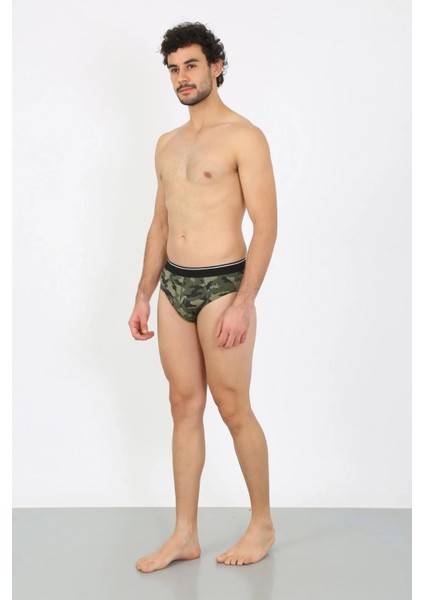 Erkek Pamuk Desenli Likralı Slip Haki modelleri