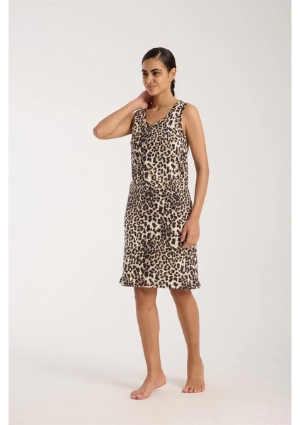 Kadın Leopar Desenli Gecelik