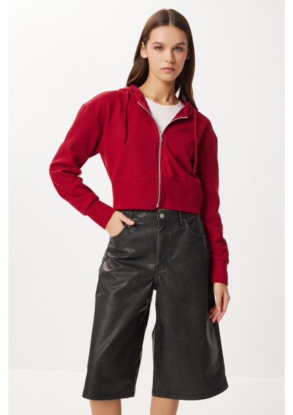 Kapüşonlu Fermuarlı Selanik Sweatshirt LXA0025 Vişne fiyatları