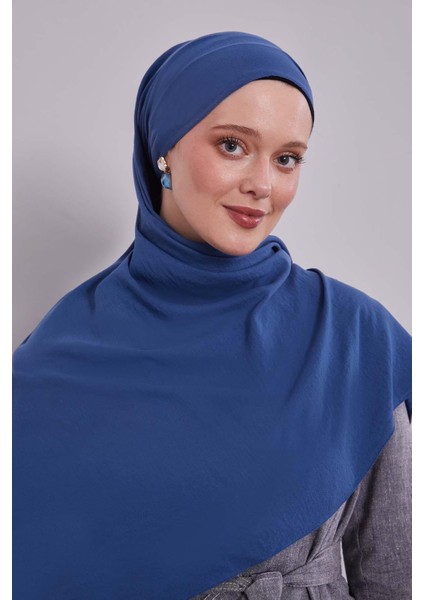 Indigo Pamuklu Cazz Kare Eşarp