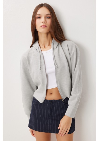 Kapüşonlu Fermuarlı Selanik Sweatshirt LXA0025 Taş Grisi fiyatları
