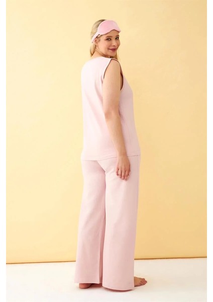 Kadın Pembe Büyük Beden Penye Alt Üst Takım indirimleri