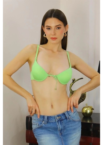 Kadın Destekli Balenli Önden Açılır Dekolteli Sütyen Yeşil fırsatları