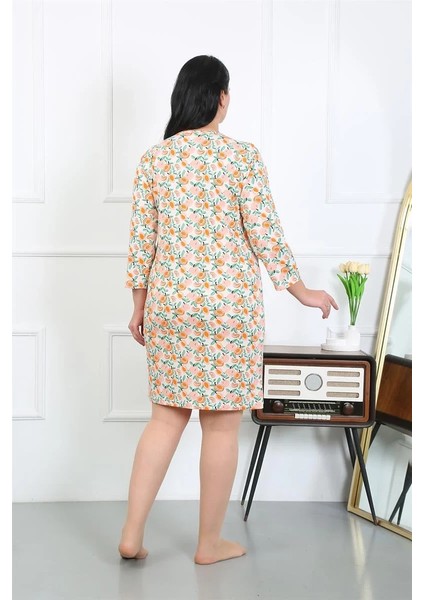 Kadın Büyük Beden Penye Gecelik Ev Elbisesi Krem fırsatları