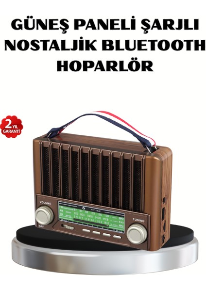 Solar Hoparlör Bluetooth Fm Am Sw Ra Çok Fonksiyonlu Şarjlı