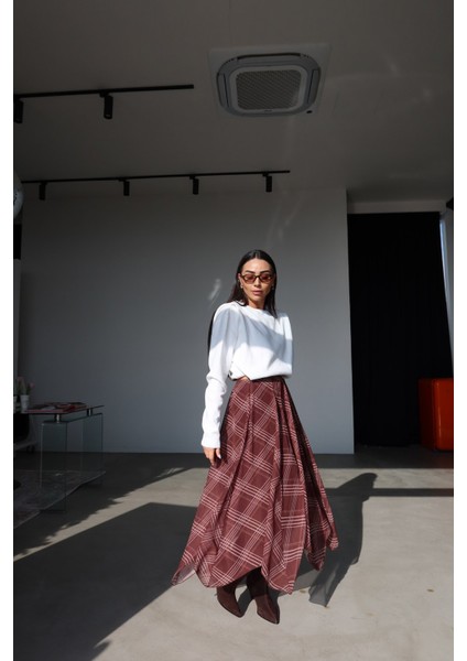 Altı Asimetrik Kesim Yatay Çizgili Etek fiyatları