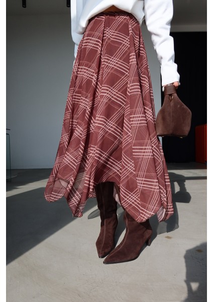 Altı Asimetrik Kesim Yatay Çizgili Etek fırsatları