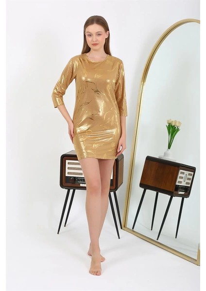 Kadın Micro Kumaş Mini Parlak Elbise Sarı fiyatları