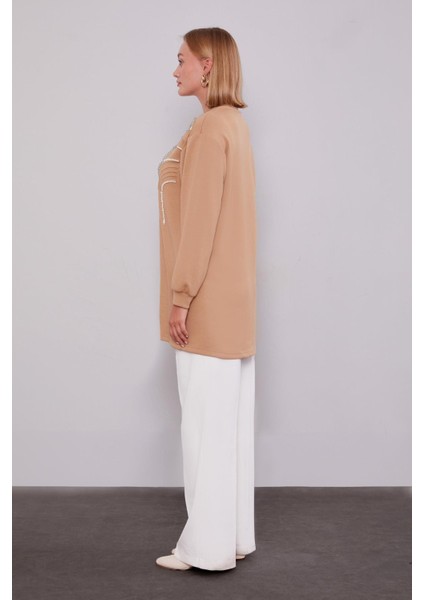 Camel Inci Detaylı Sweatshirt modelleri