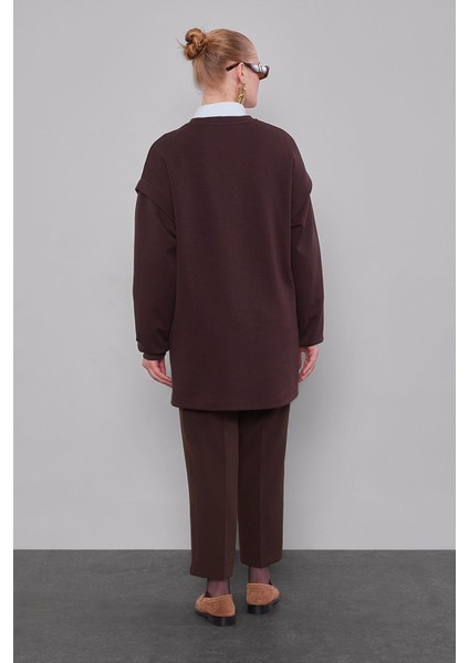 Kahve Omuz Manşet Detaylı Sweat fırsatları