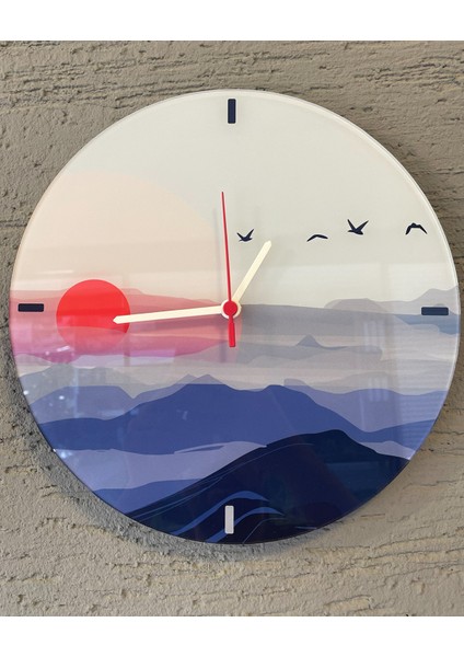 Gün Doğumu Dekoratif Cam/akrilik Duvar Saati [30CM] - Sessiz Çalışan Duvar Saati - Mutfak-Yatakodası indirimleri