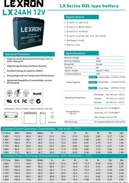 12 Volt 42 Amper Jel Akü modelleri