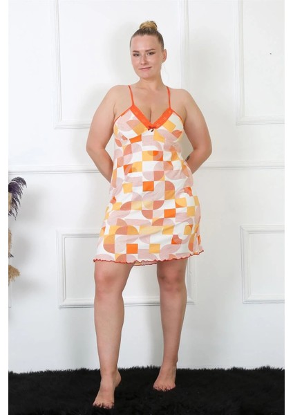 Kadın Pamuklu Ip Askılı Büyük Beden Gecelik Sarı modelleri