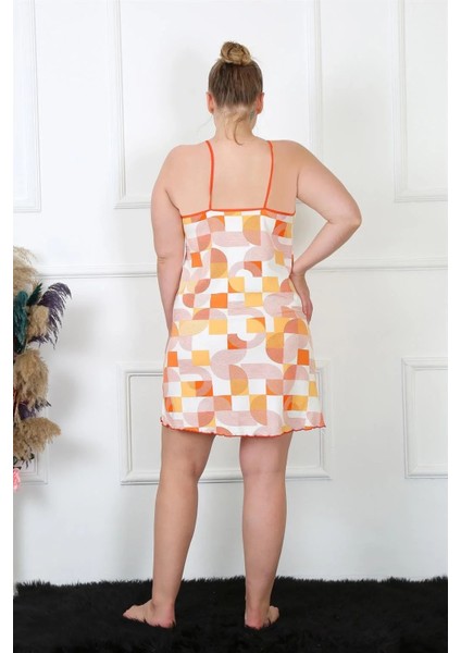 Kadın Pamuklu Ip Askılı Büyük Beden Gecelik Sarı indirimleri