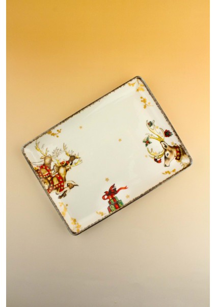 Retro Golden Christmas Porselen Tepsi fiyatları