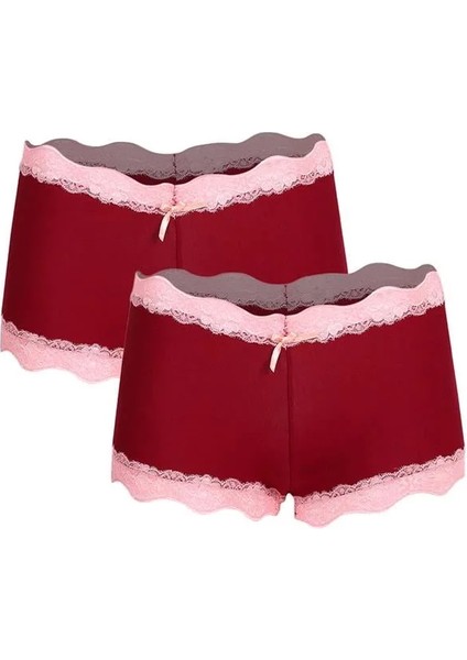 Kadın Pamuklu 2li Boxer Bordo