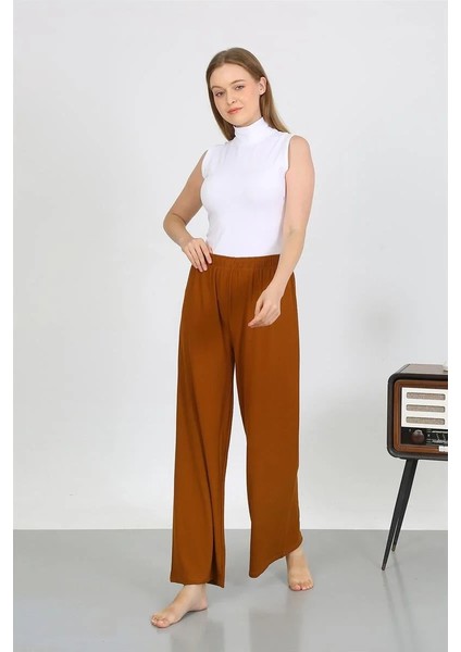 Kadın Bürümcük Kumaş Hafif-Esnek Pantolon 210074 Kahve modelleri