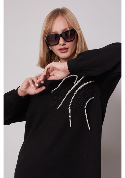 Siyah Inci Detaylı Sweatshirt fiyatları
