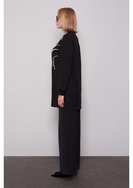 Siyah Inci Detaylı Sweatshirt modelleri