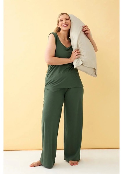 Kadın Yeşil Büyük Beden Penye Alt Üst Takım indirimleri