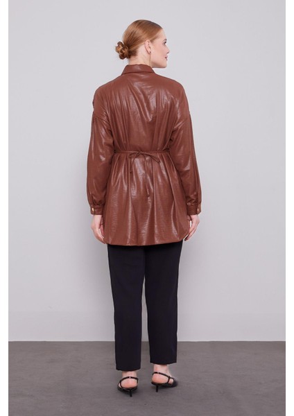 Acı Kahve Omuz Büzgü Detaylı Gömlek fırsatları