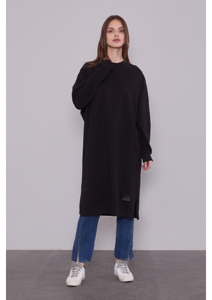 Siyah Uzun Ribana Sweatshirt