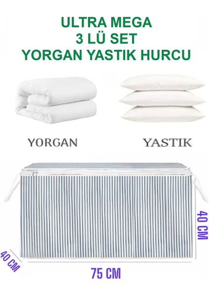 3'lü Set Ultra Mega Sandık Tipi Hurç En Büyük Boy Yorgan Yastık Hurcu