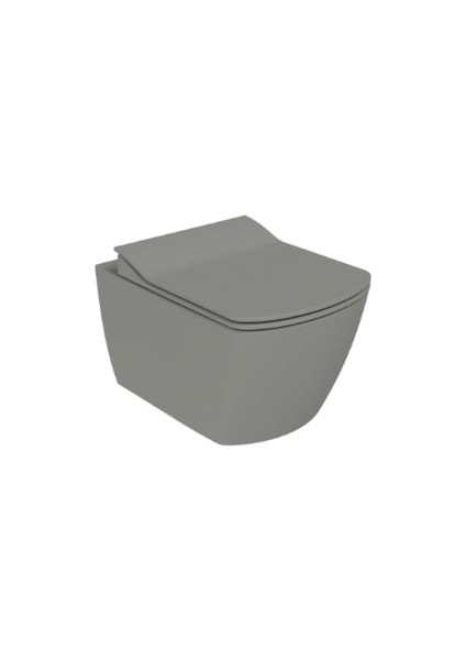 EG321 Elegant Rim-Off Kanalsız Duroplast Yavaş Kapanan Klozet Kapaklı Cool Grey Set