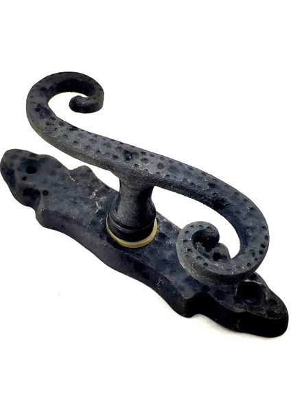 Antika Tarz Dekoratif Pirinç Kıvrık Pencere Kolu 130X33 Mm, Oksit