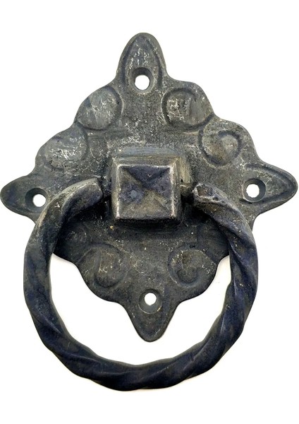 Antika Tarz Dekoratif Pirinç Mobilya Kulbu, Kapı Kilit Halkası 94X97 Mm, Büyük, Oksit