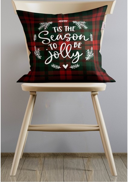 Kırmızı Ekose Kırlent Kılıfı, Yılbaşı ve Noel Temalı Dekoratif Kırlent Kılıfı