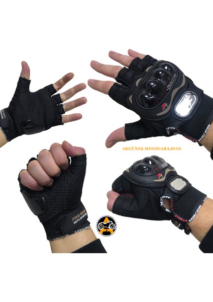 Yarım Parmak Motosiklet Eldiveni – Üst + Avuç Içi Korumalı