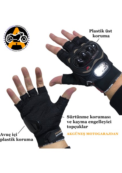 Yarım Parmak Motosiklet Eldiveni – Üst + Avuç Içi Korumalı fiyatları