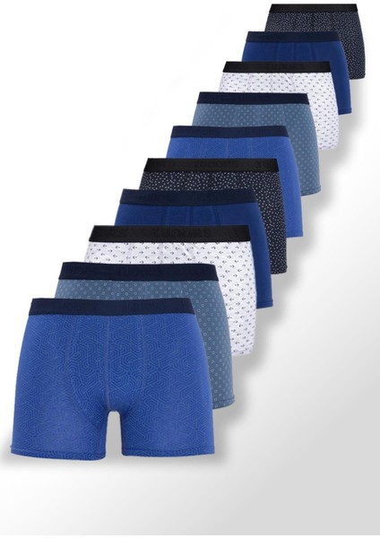 Erkek 10'lu Likralı Pamuklu Esnek Kumaş Premium Seri Boxer
