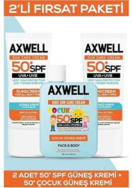 Güneş Kremi SPF 50+ Leke Karşıtı Nemlendirici 3'lü Set 100 ml Tüm Cilt Tipleri İçin modelleri