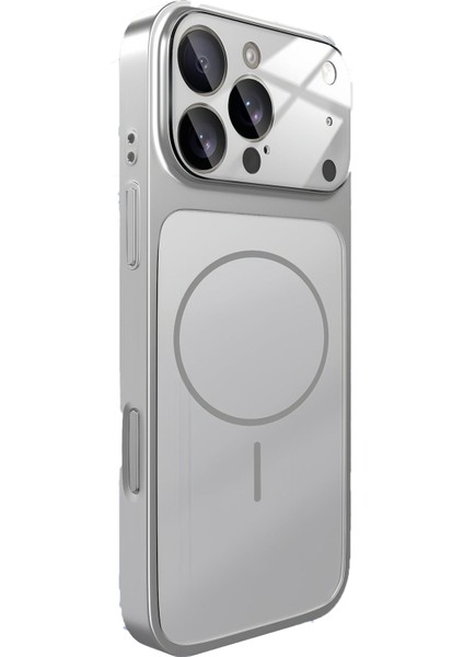iPhone 15 Uyumlu 17 Pro Max Görünümlü Kamera Koruma Magsafe Şarj Özellikli Glass Telefon Kılıfı
