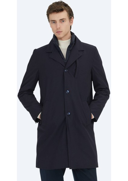 Lacivert Regular Fit Kruvaze Yaka Casual Dokuma Pardesü fiyatları