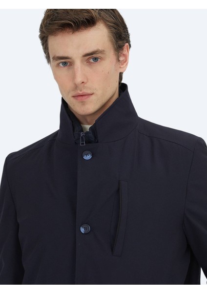 Lacivert Regular Fit Kruvaze Yaka Casual Dokuma Pardesü modelleri