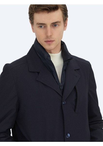 Lacivert Regular Fit Kruvaze Yaka Casual Dokuma Pardesü indirimleri